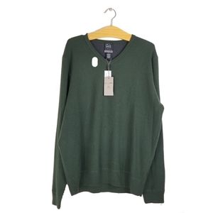 NWT Jos A. Bank V Neck Dark Green Sweader